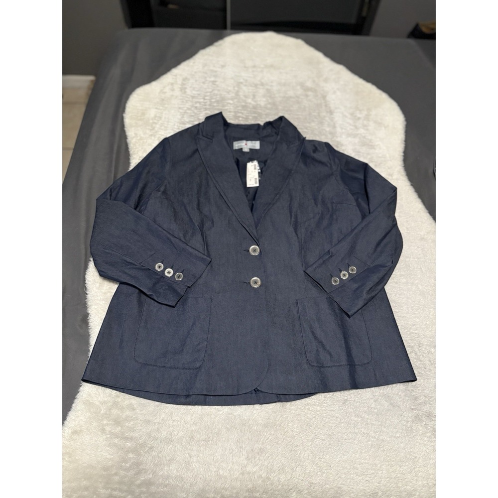 New Avenue Studio Womens Blue 2 Button Blazer Jacket Size 18‎ Business Casual